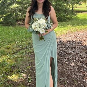 Azazie Sage Green Maxi Dress
